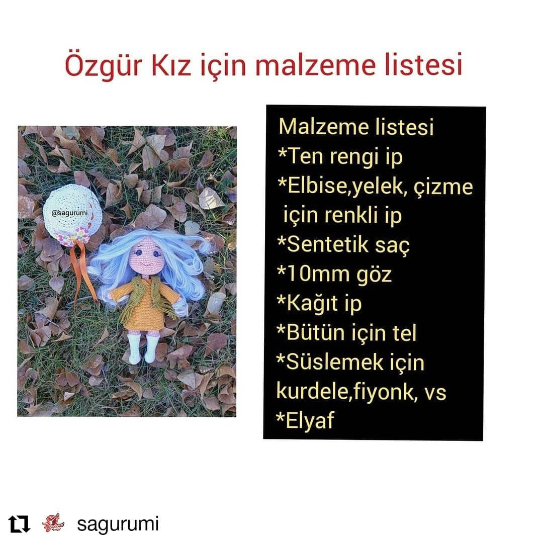 Mavi beyaz saçlı, beyaz şapkalı ve sarı elbiseli küçük bir kız için tığ işi modeli.