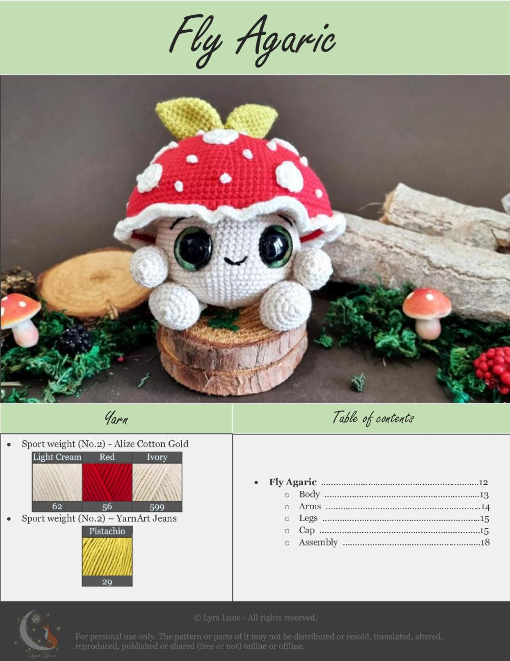 mushroom trio crochet pattern, brown hat, red hat, black hat