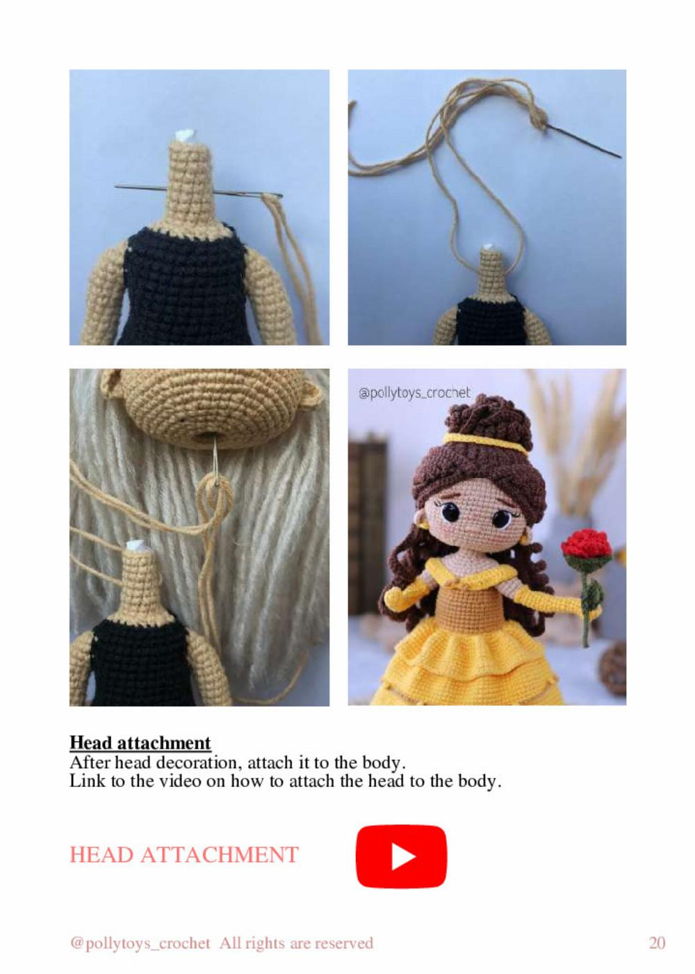 pattern crochet doll belle the beauty