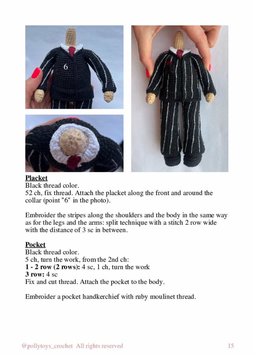 pattern crochet doll gomez addams