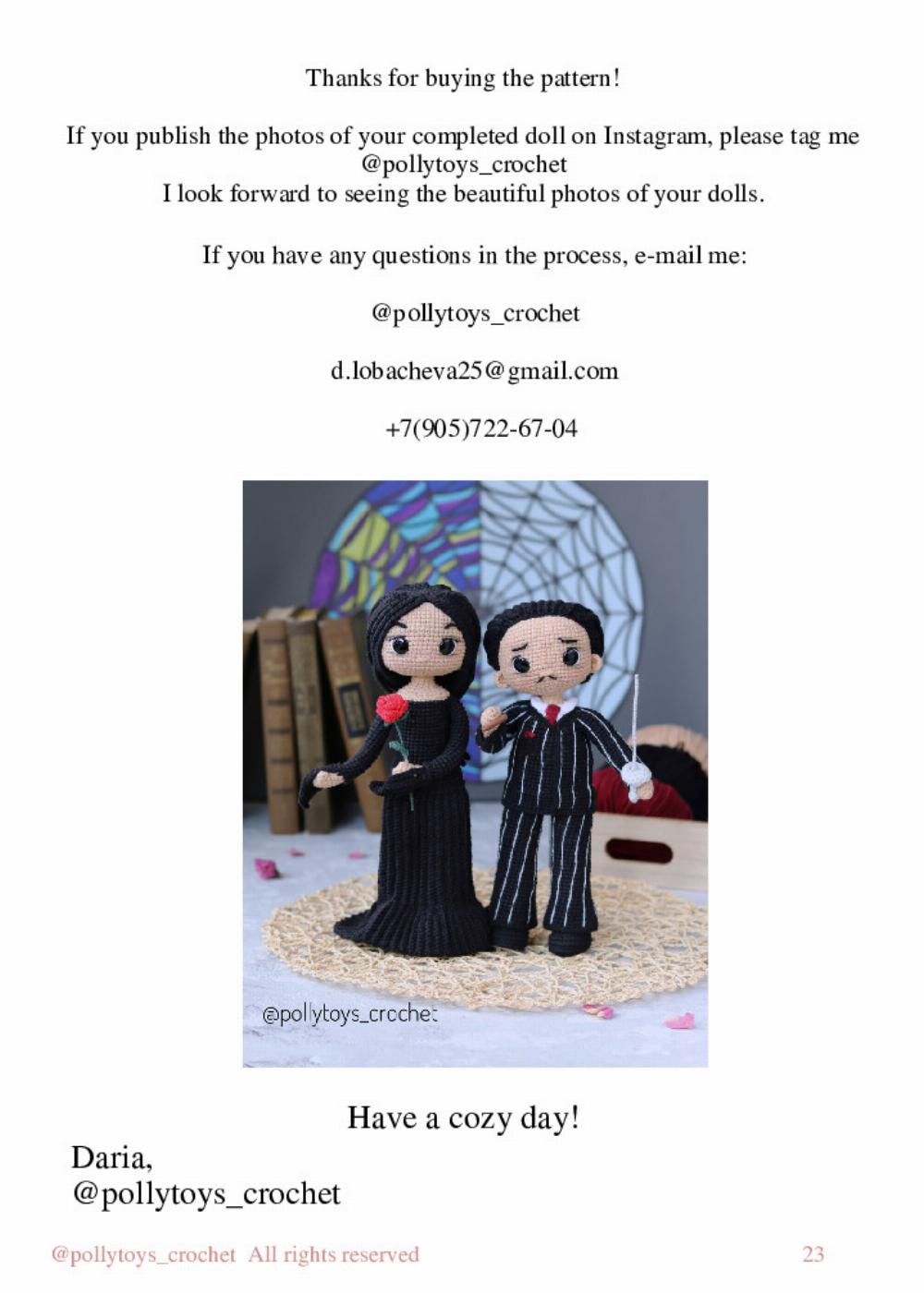 pattern crochet doll gomez addams