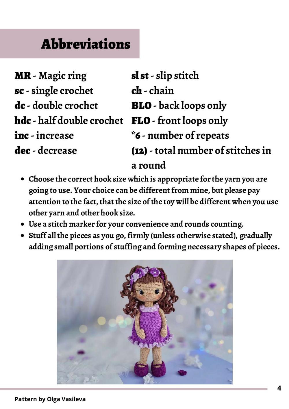 purple doll crochet pattern