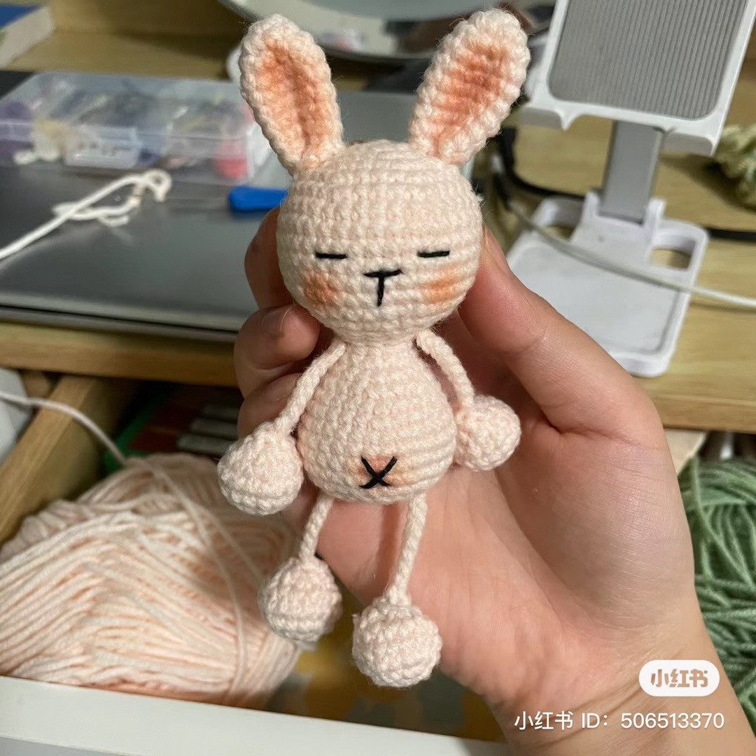 Rabbit crochet pattern with ball arms and legs