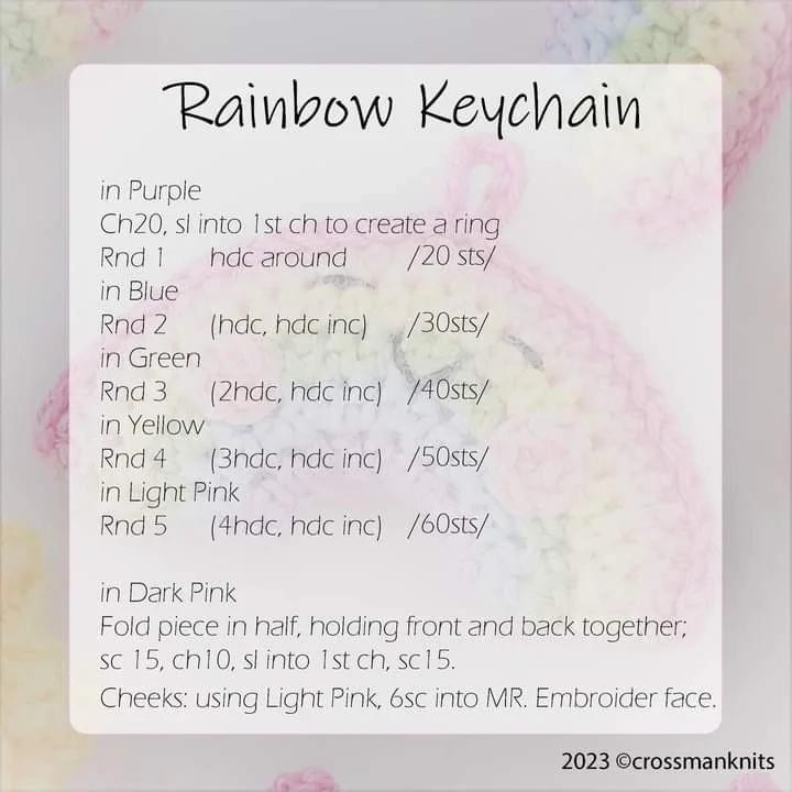 rainbow keychain crochet pattern