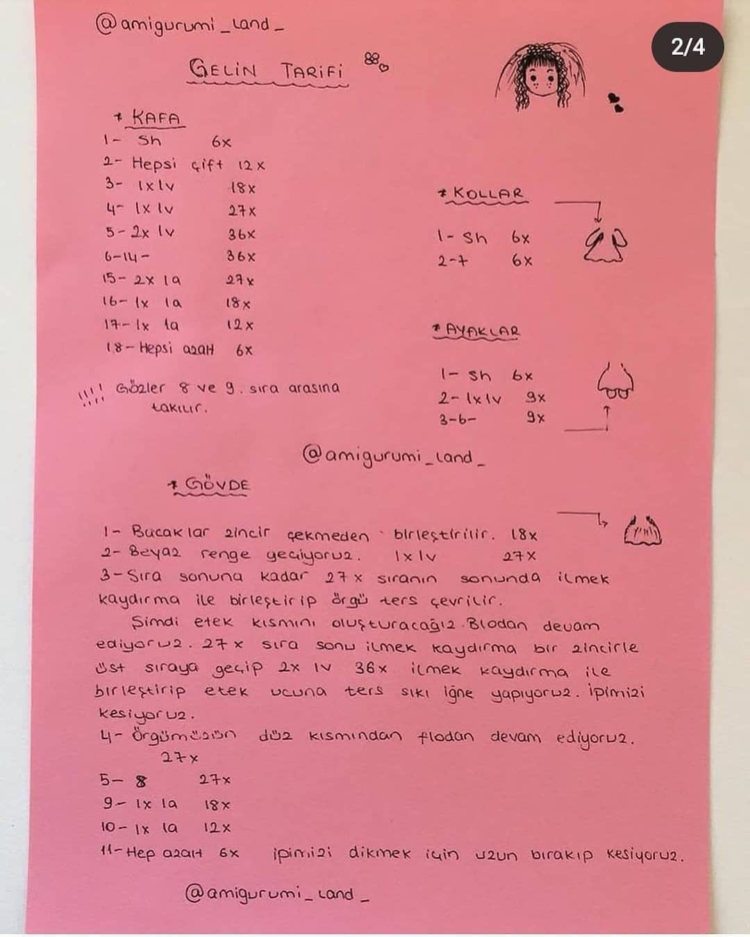 Siyah saçlı, mavi tulum giyen erkek bebek, kahverengi saçlı, beyaz elbiseli kadın bebek için tığ işi modeli.