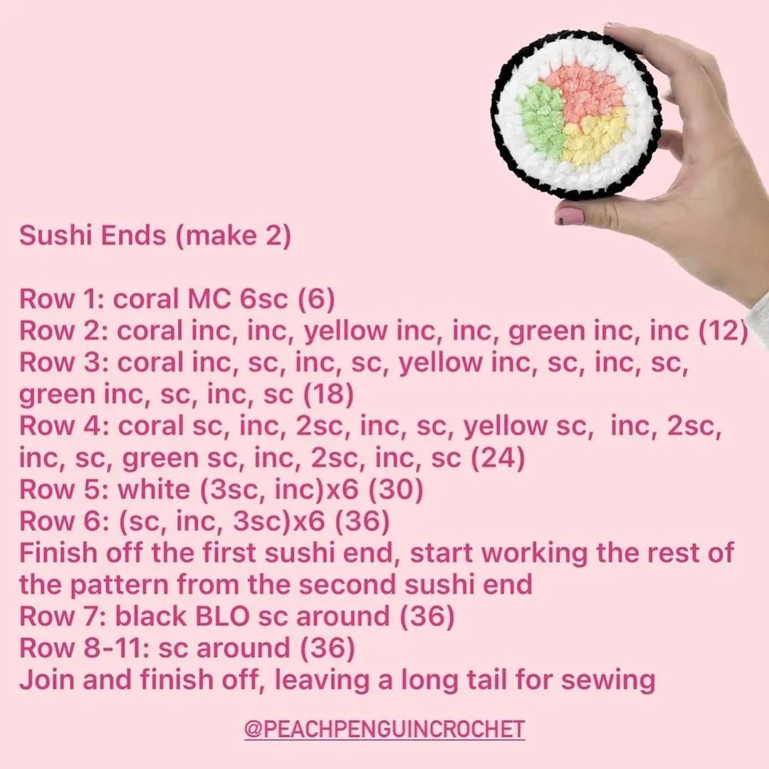 small sushi free crochet pattern