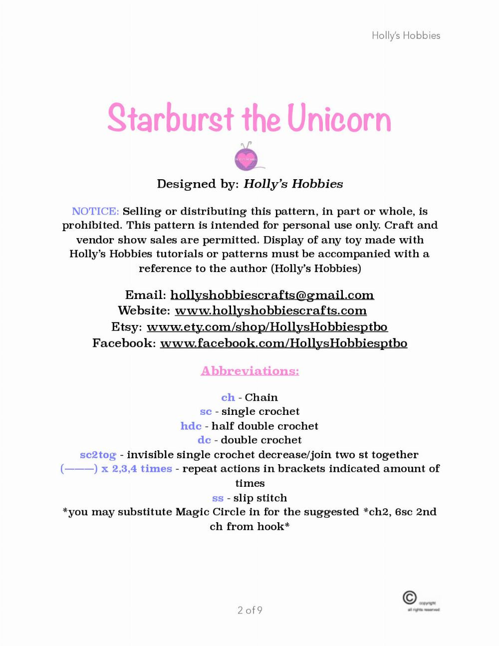 Starburst the Unicorn Crochet Pattern