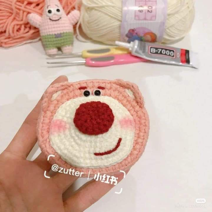 Strawberry bear storage box crochet pattern