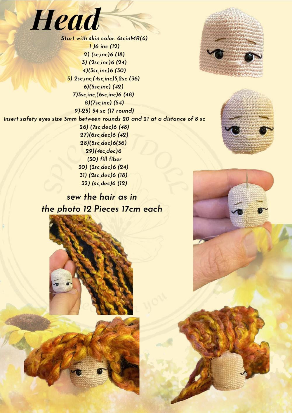 sunflower doll miniature pattern