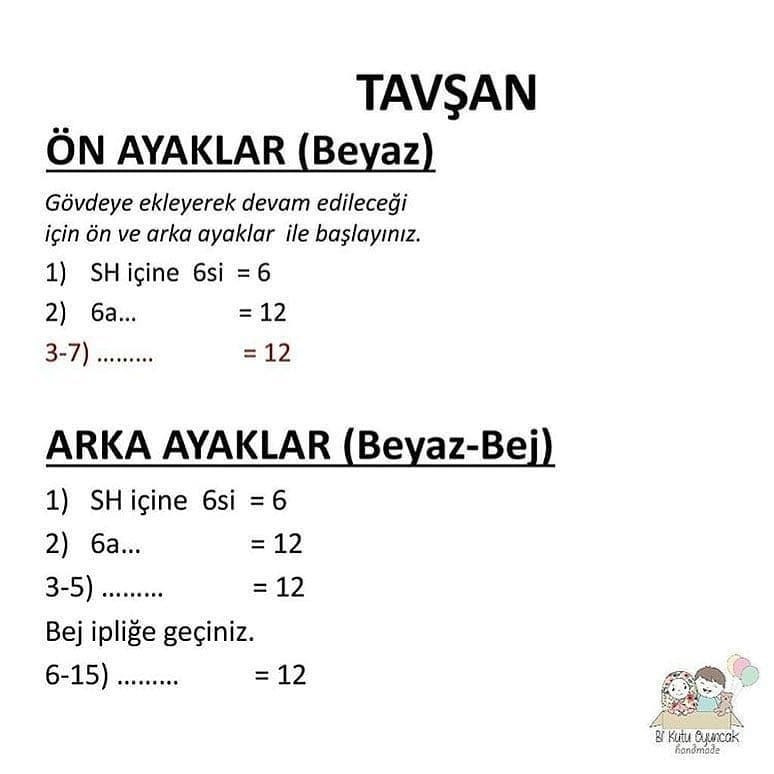 Tavşan ve havuç tığ işi modeli