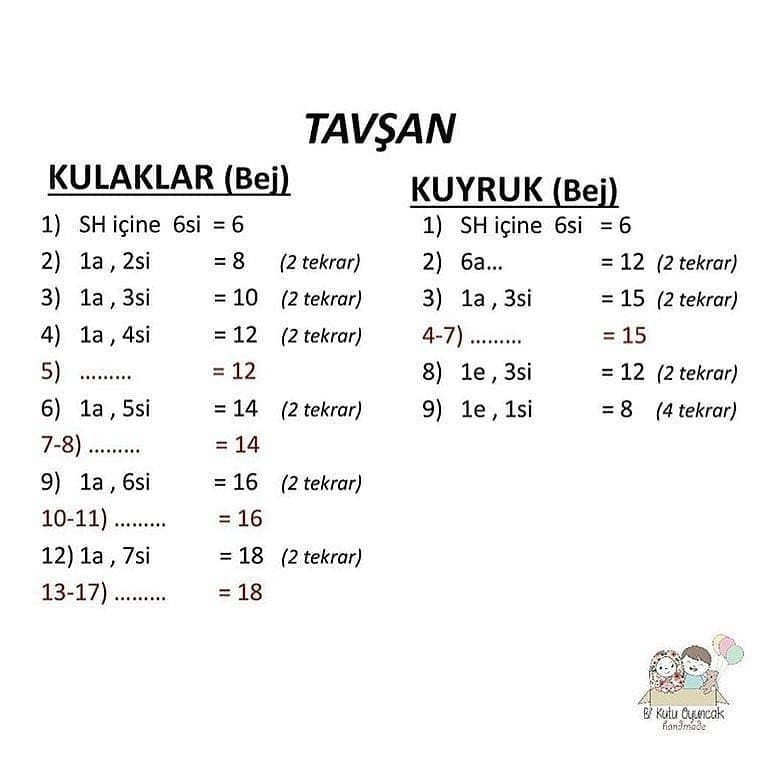 Tavşan ve havuç tığ işi modeli