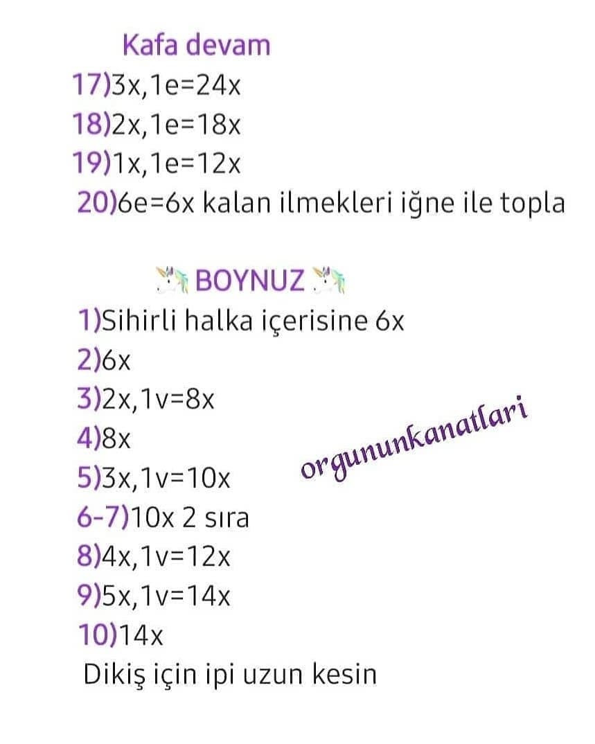 tek boynuzlu at tığ işi modeli