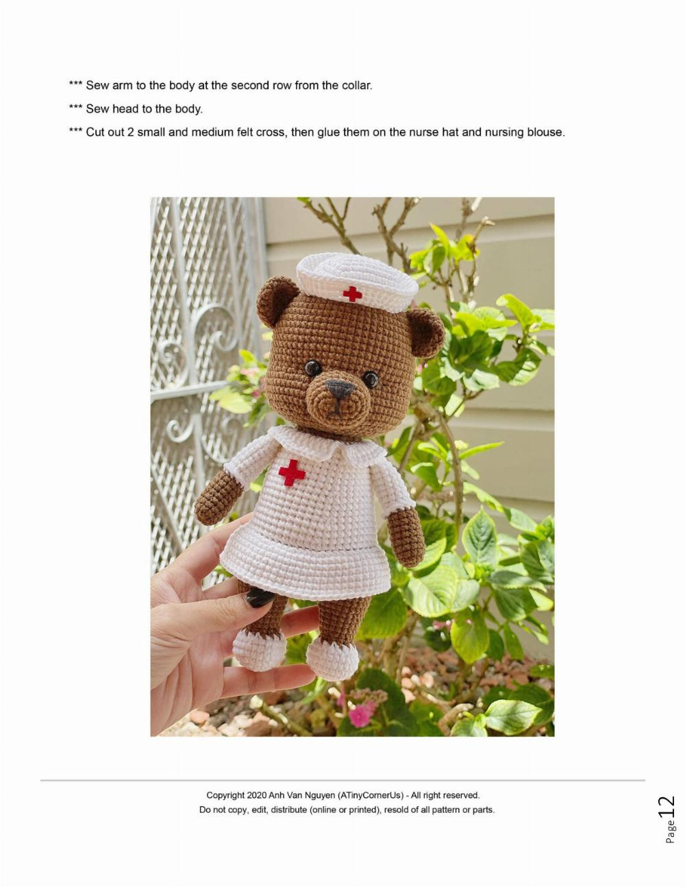 the female nurse bear crochet pattern