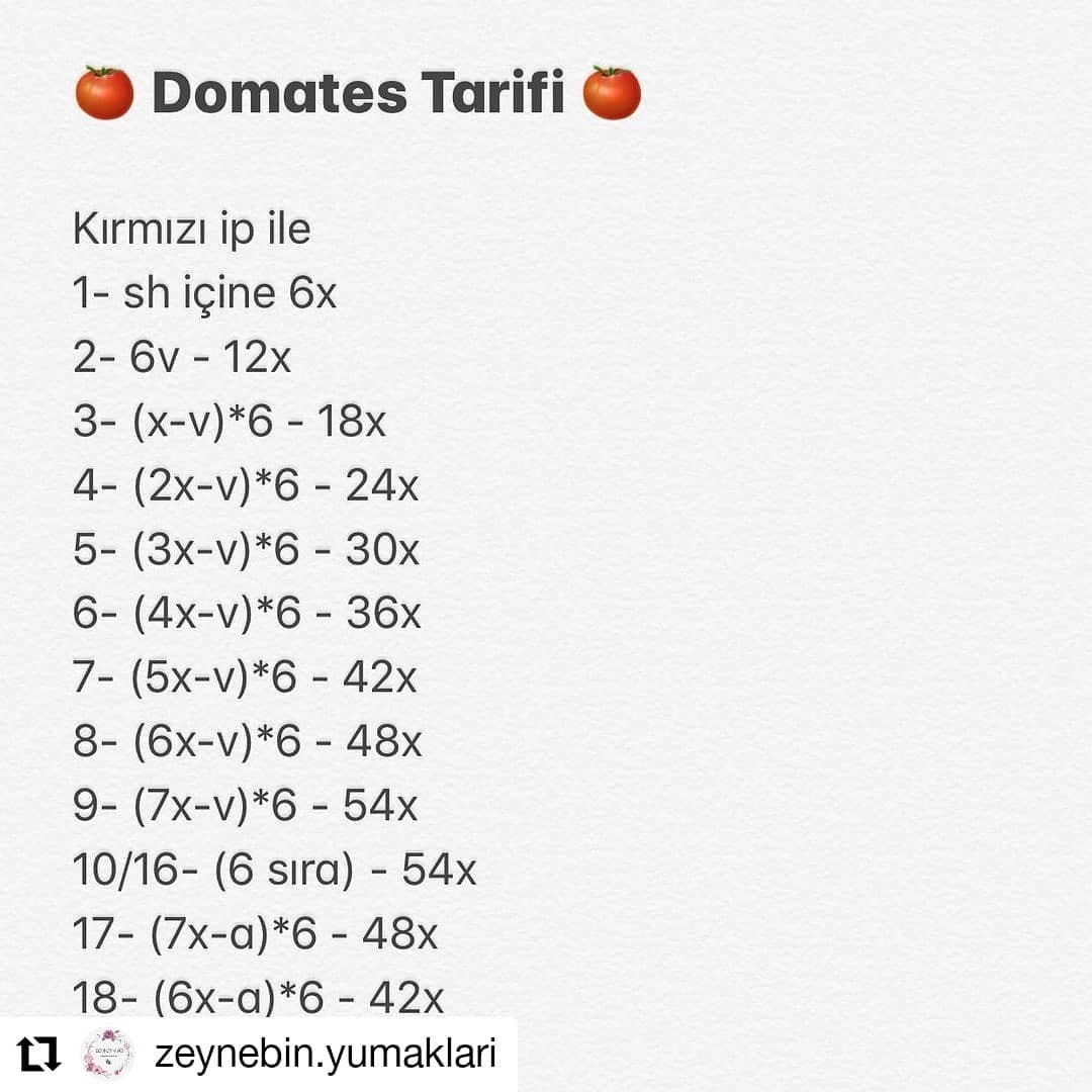 Tığ işi domates tarifi