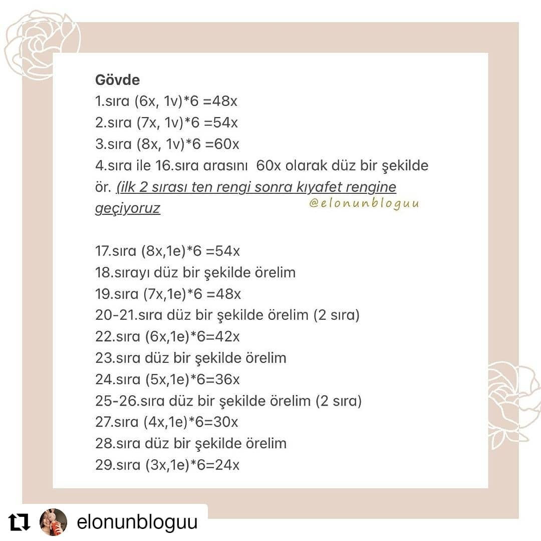 Turuncu saçlı, sarı pantolonlu, kırmızı fiyonklu, mavi gömlekli bebek için tığ işi modeli.