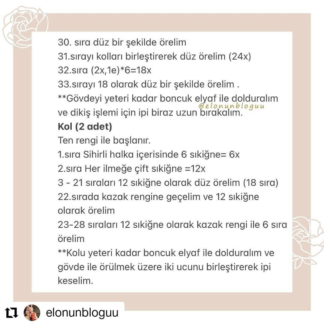 Turuncu saçlı, sarı pantolonlu, kırmızı fiyonklu, mavi gömlekli bebek için tığ işi modeli.