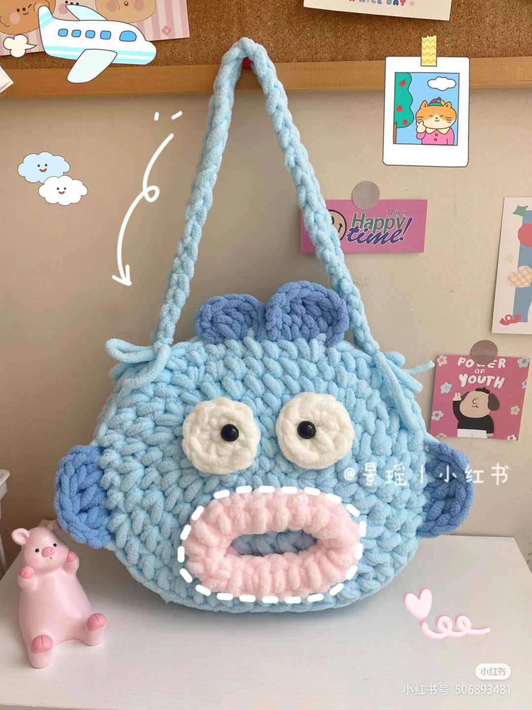 Wide mouth fish bag crochet pattern