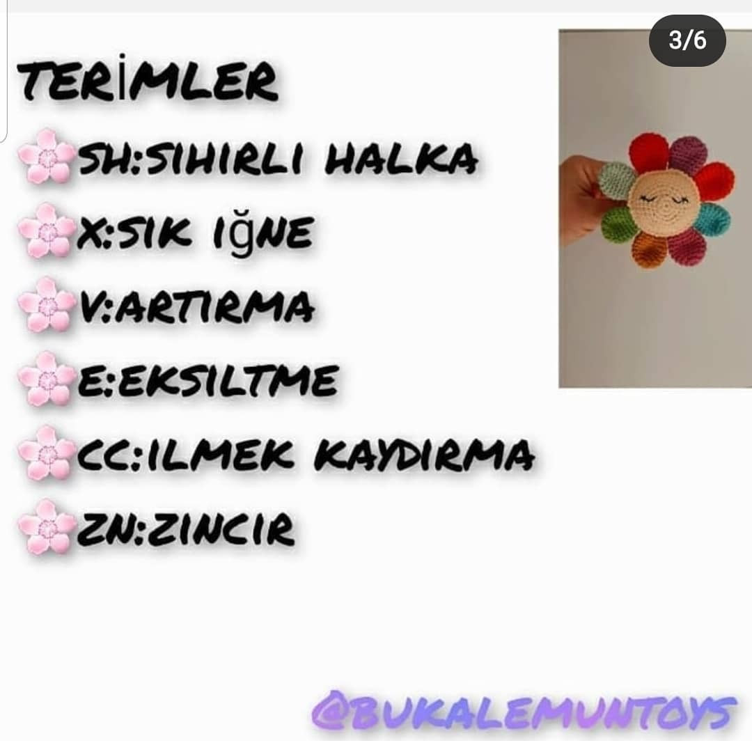 yedi renkli çiçek çıngırak tığ işi modeli.