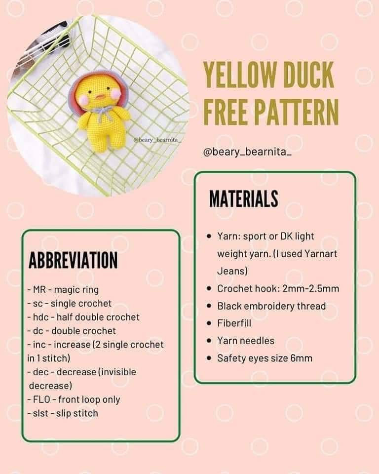yellow duck free pattern