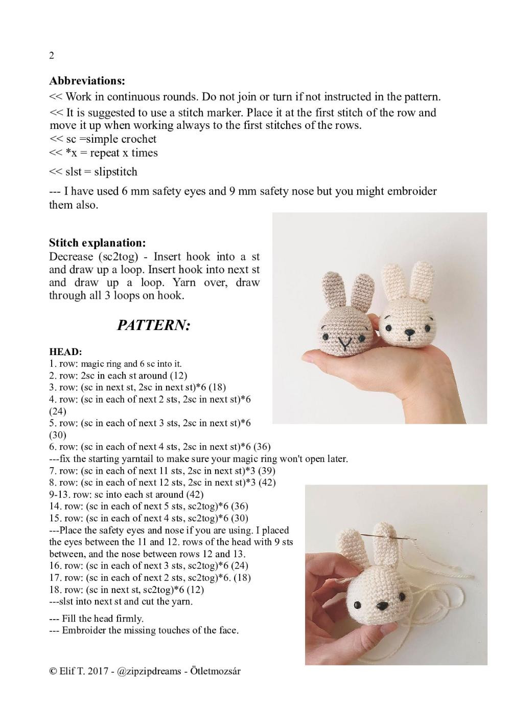 ZİPZİP Bunny crochet pattern