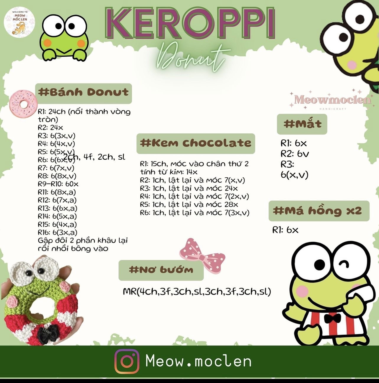 4 chart bánh vòng, melody, hangyodon, keroppi, hellokitty, cinnamoroll