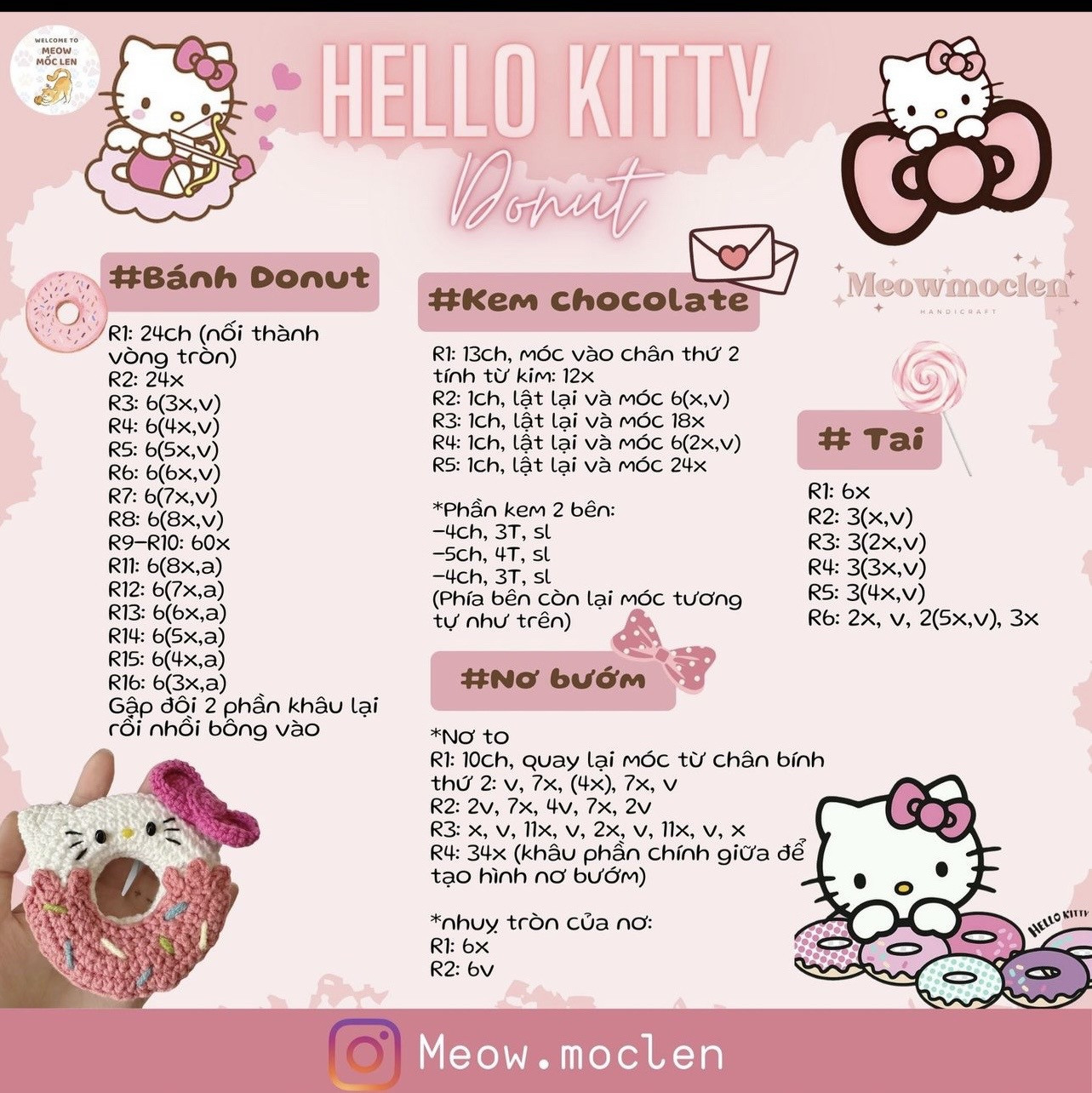 4 chart bánh vòng, melody, hangyodon, keroppi, hellokitty, cinnamoroll