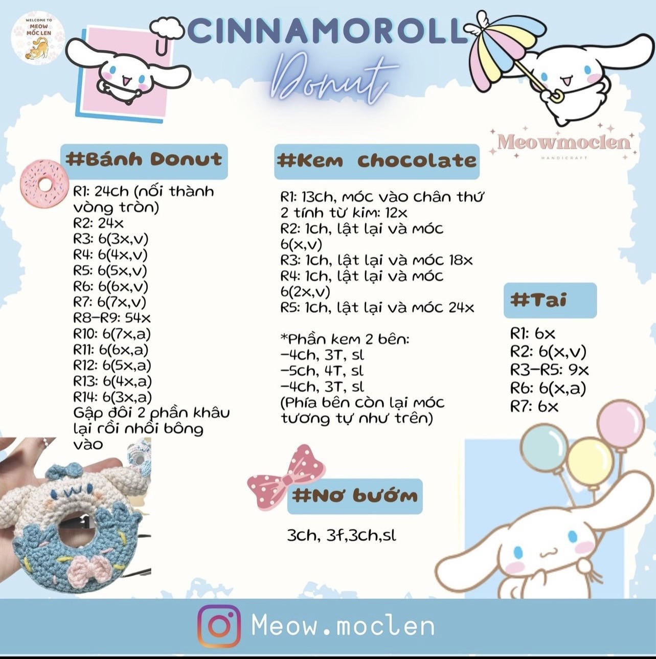 4 chart bánh vòng, melody, hangyodon, keroppi, hellokitty, cinnamoroll