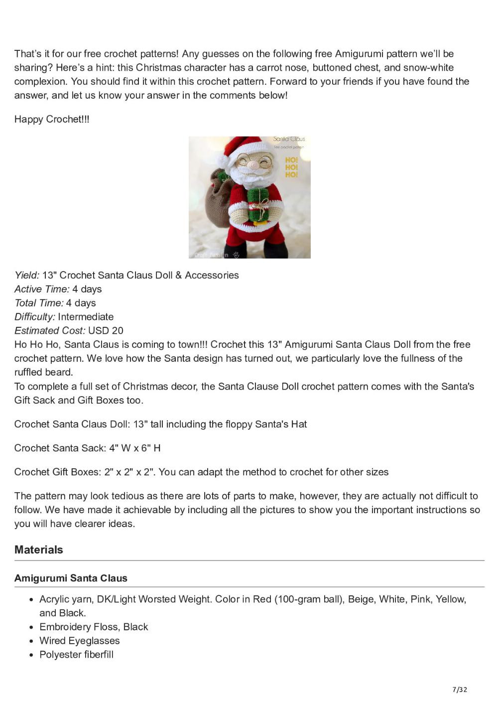 Amigurumi Santa Claus Doll Crochet Pattern