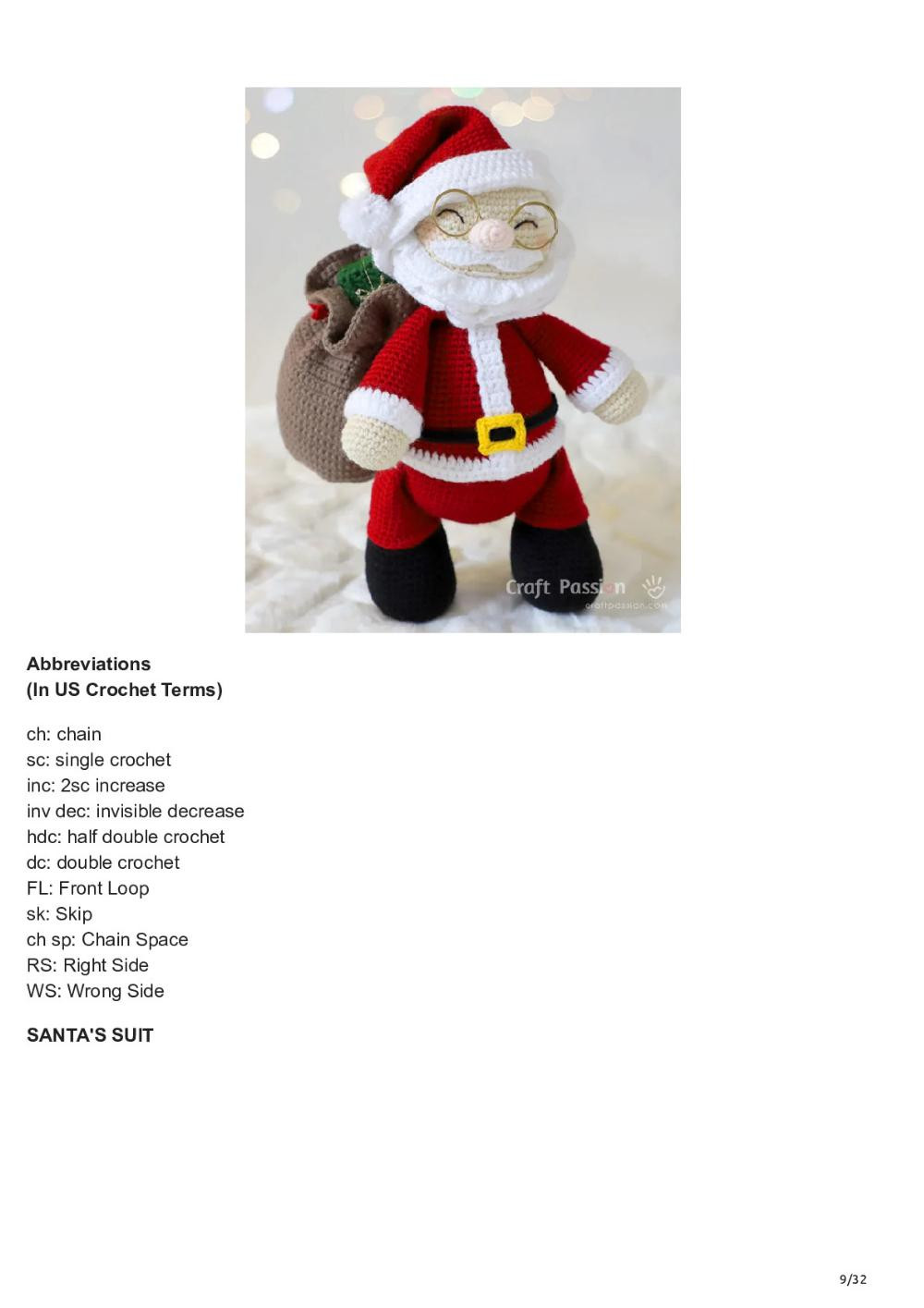 Amigurumi Santa Claus Doll Crochet Pattern