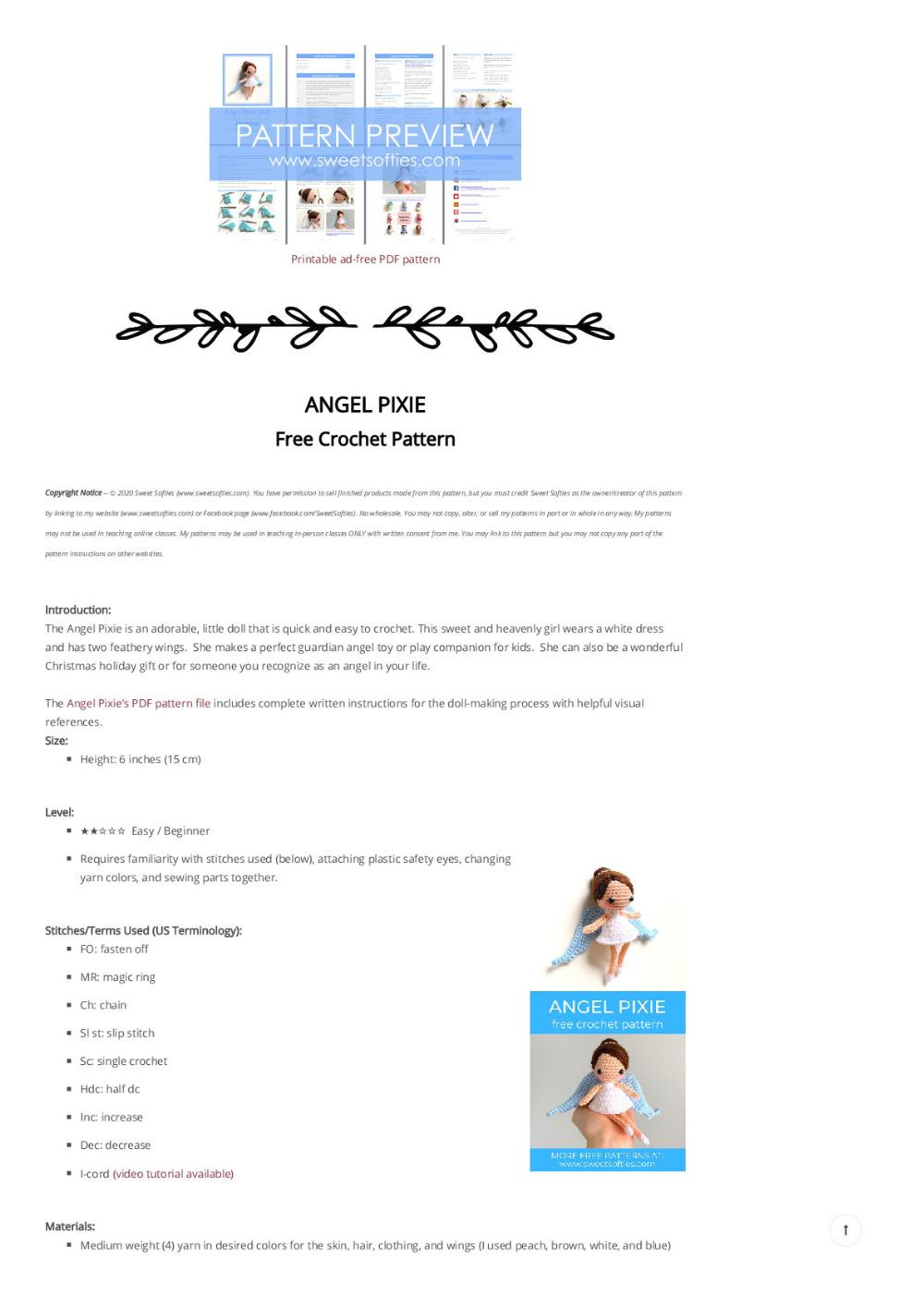 angel pixie doll (free amigurumi corchet pattern)