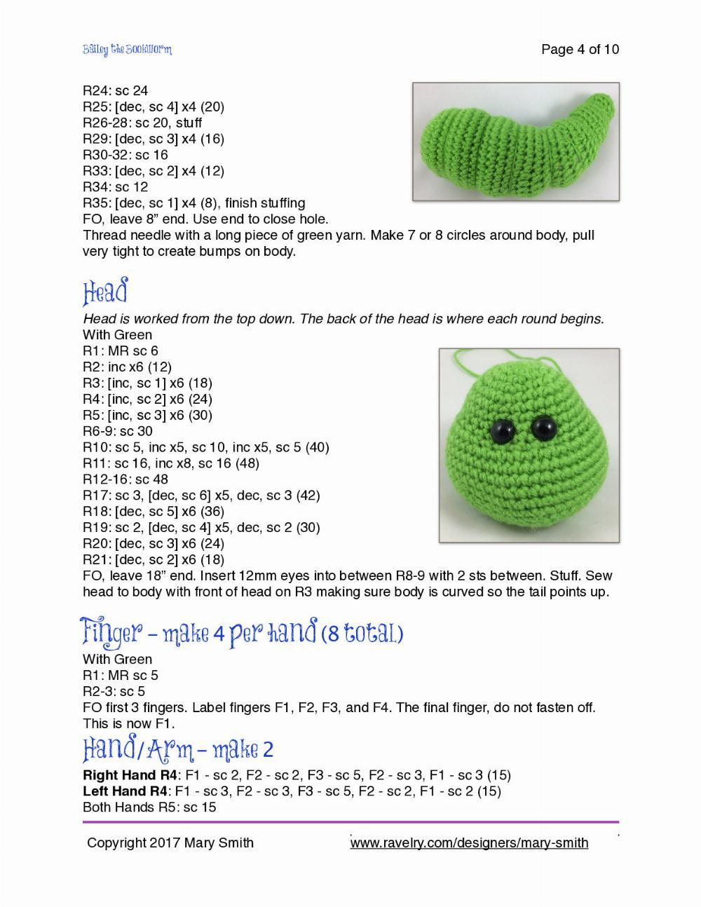 Bailey the Bookworm crochet Pattern