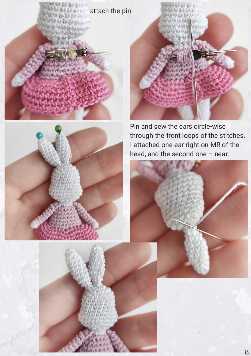 Bunny in a dress” brooch crochet pattern