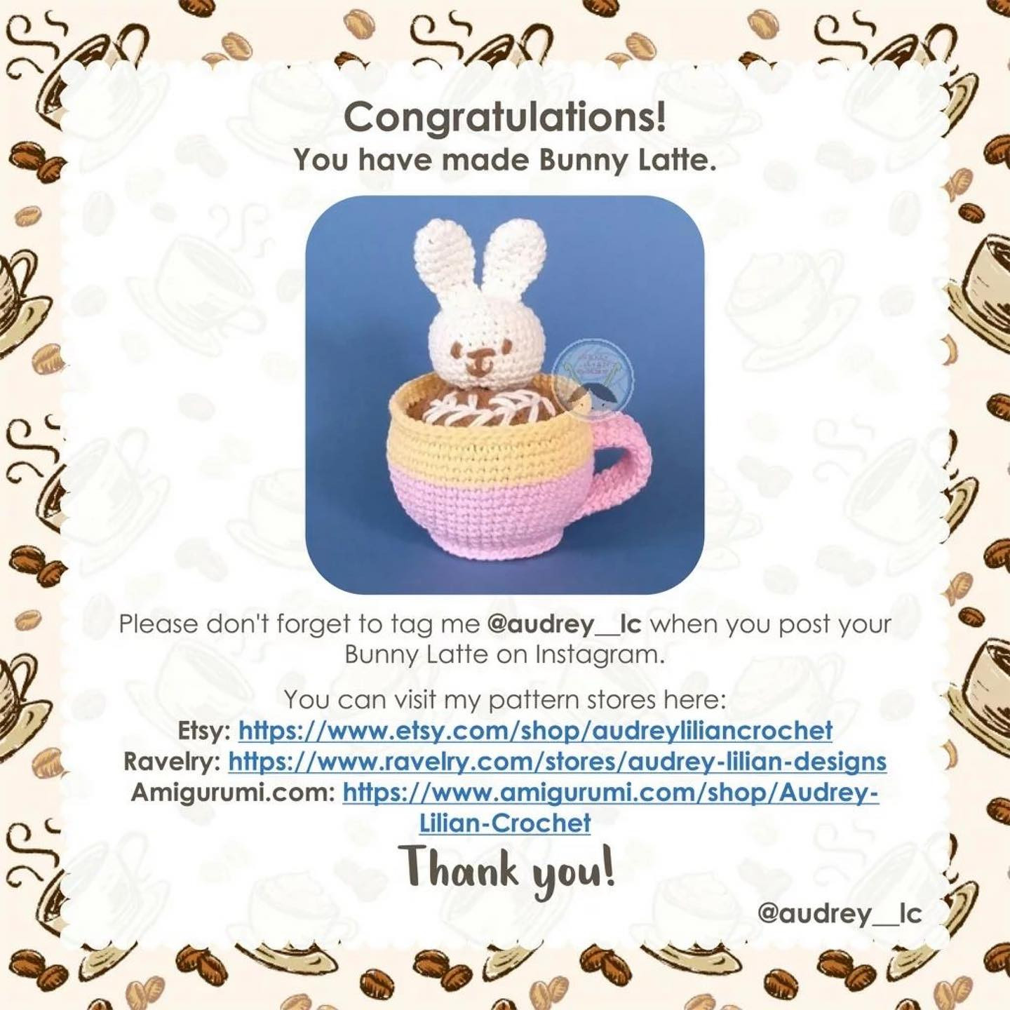 bunny latte free crochet pattern