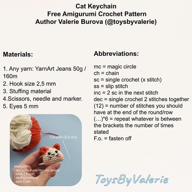 cat keychain free amigurumi crochet pattern