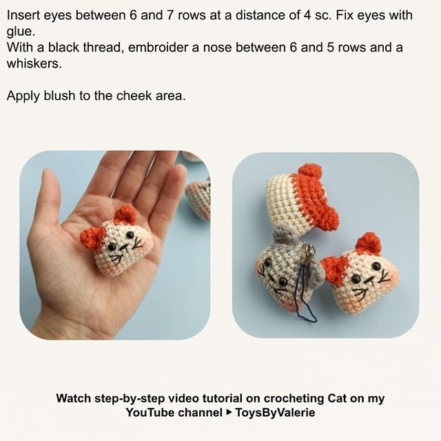 cat keychain free amigurumi crochet pattern