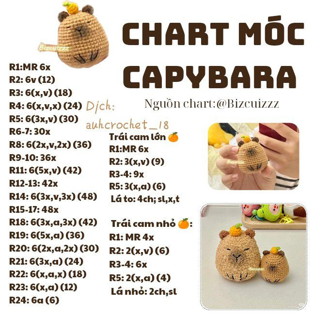 chart hướng dẫn móc capybara