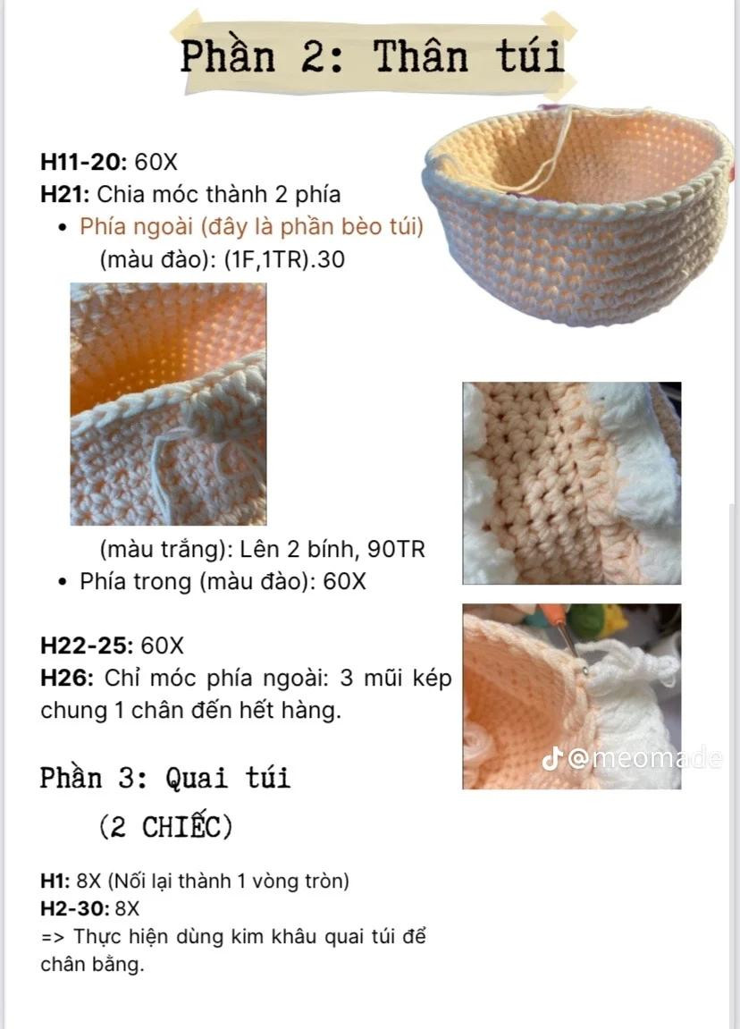 Chart Hướng dẫn móc túi tulip