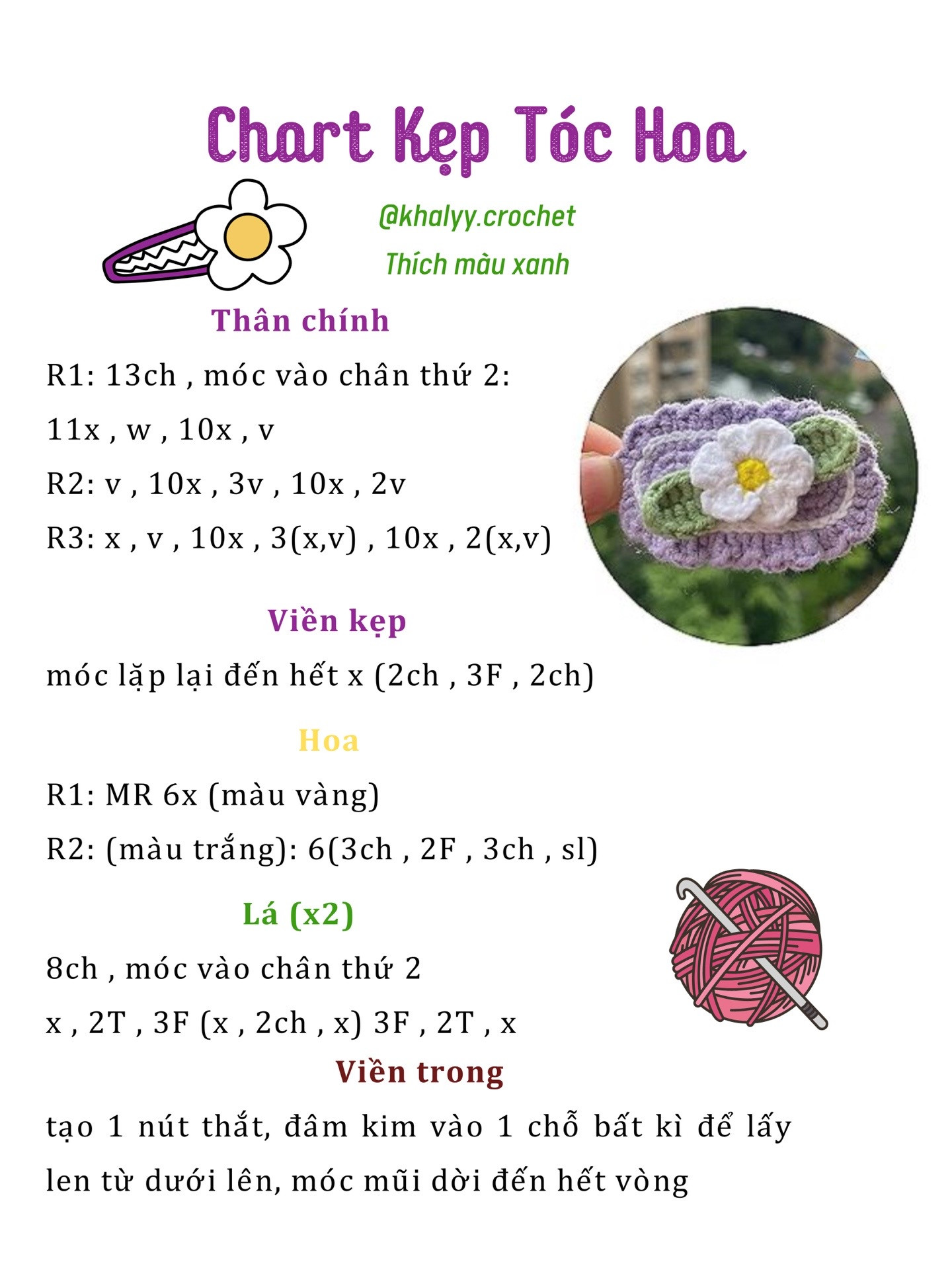 chart kẹp tóc cherry, chart kẹp tóc hoa