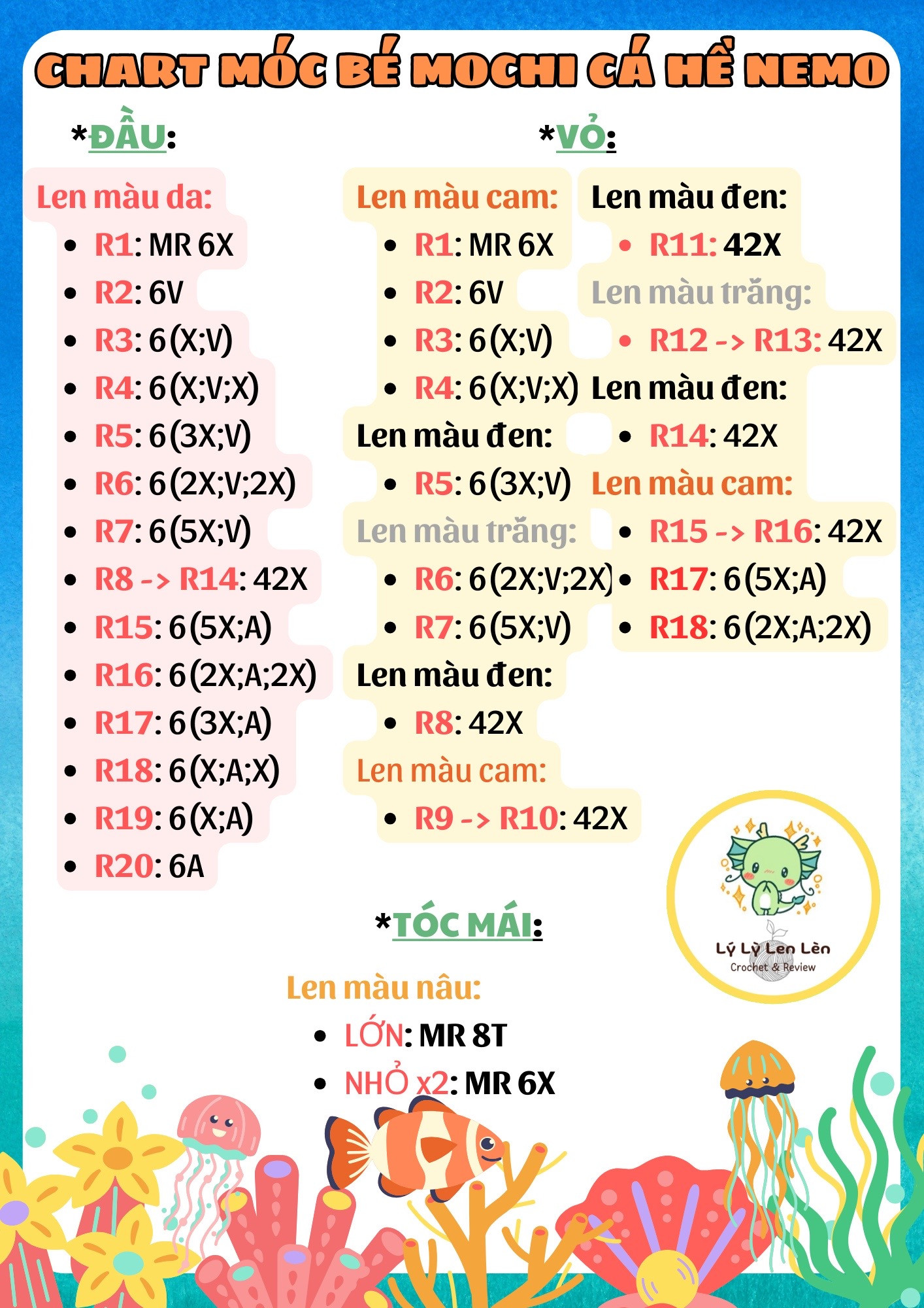 chart móc bé mochi cà hế nemo