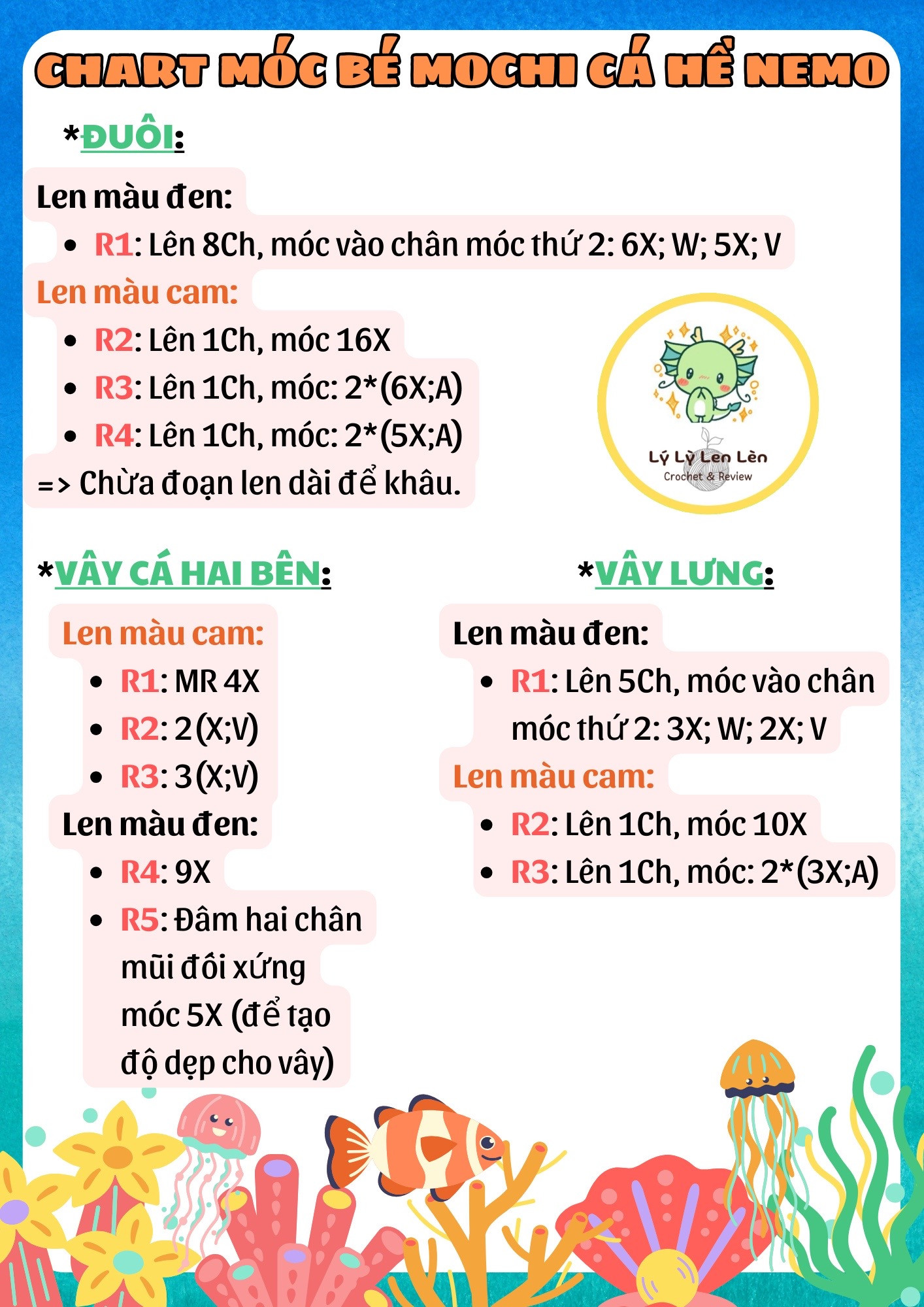 chart móc bé mochi cà hế nemo