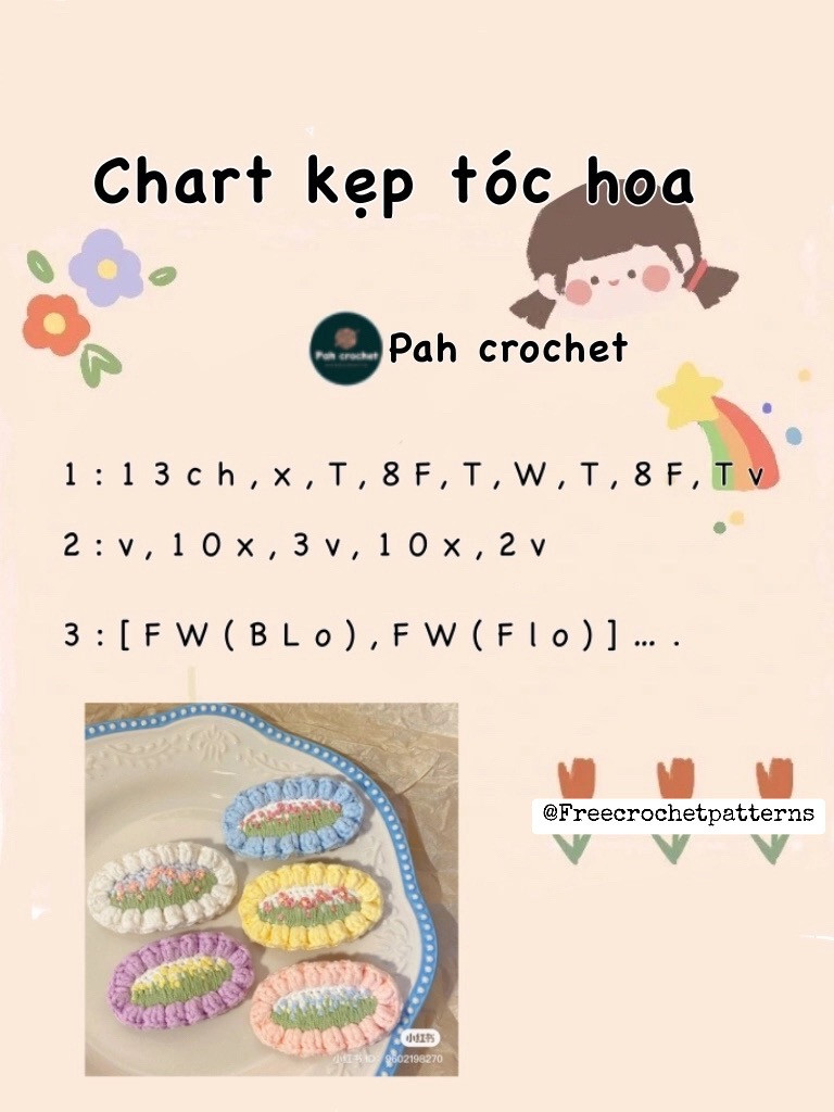 Chart móc kẹp tóc thỏ và kẹp tóc hoa