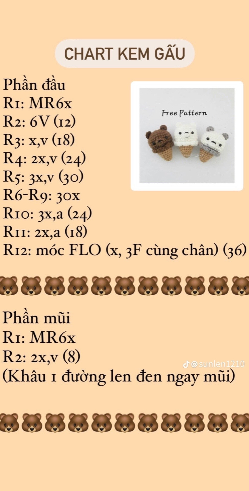 chart móc len kem gấu