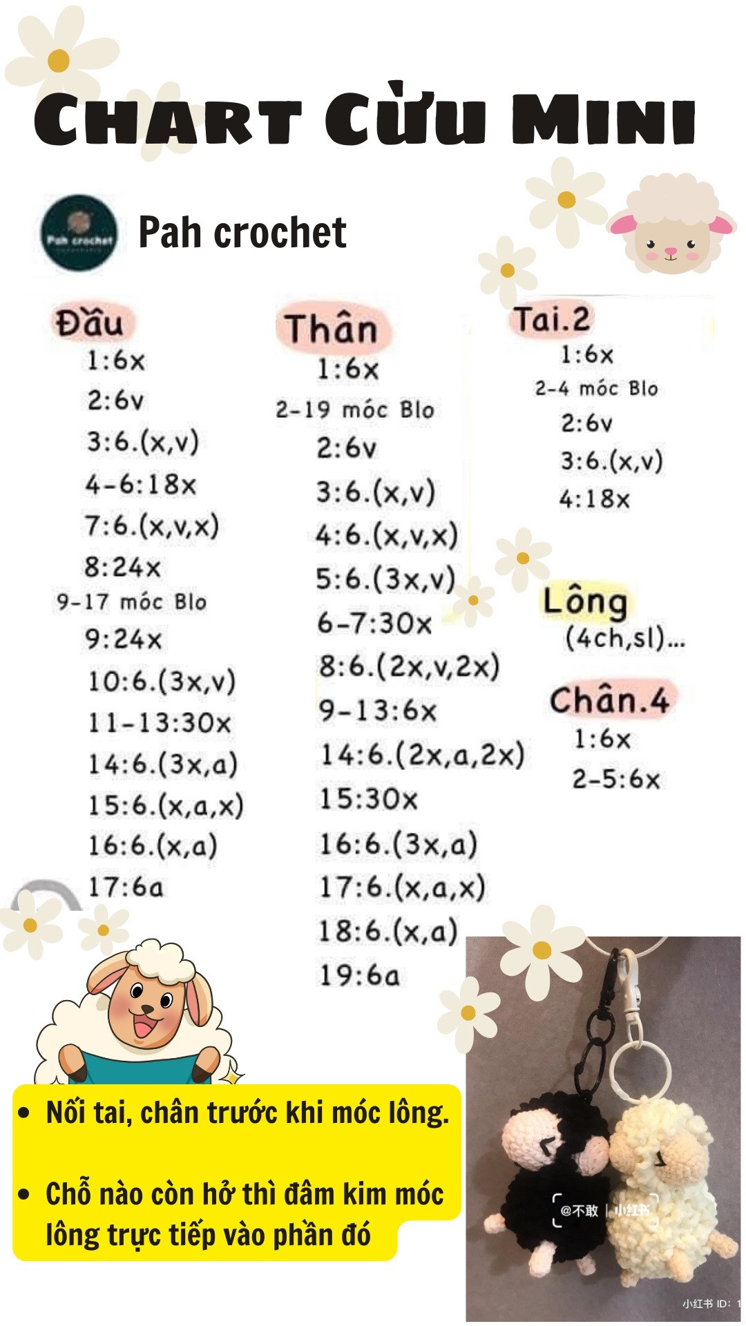 chart móc len móc khóa cừu mini