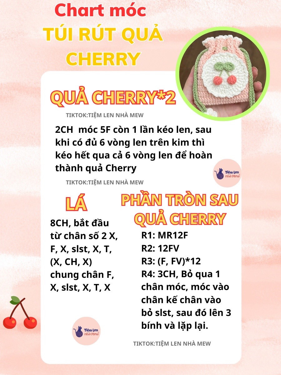 Chart móc túi rút quả cherry