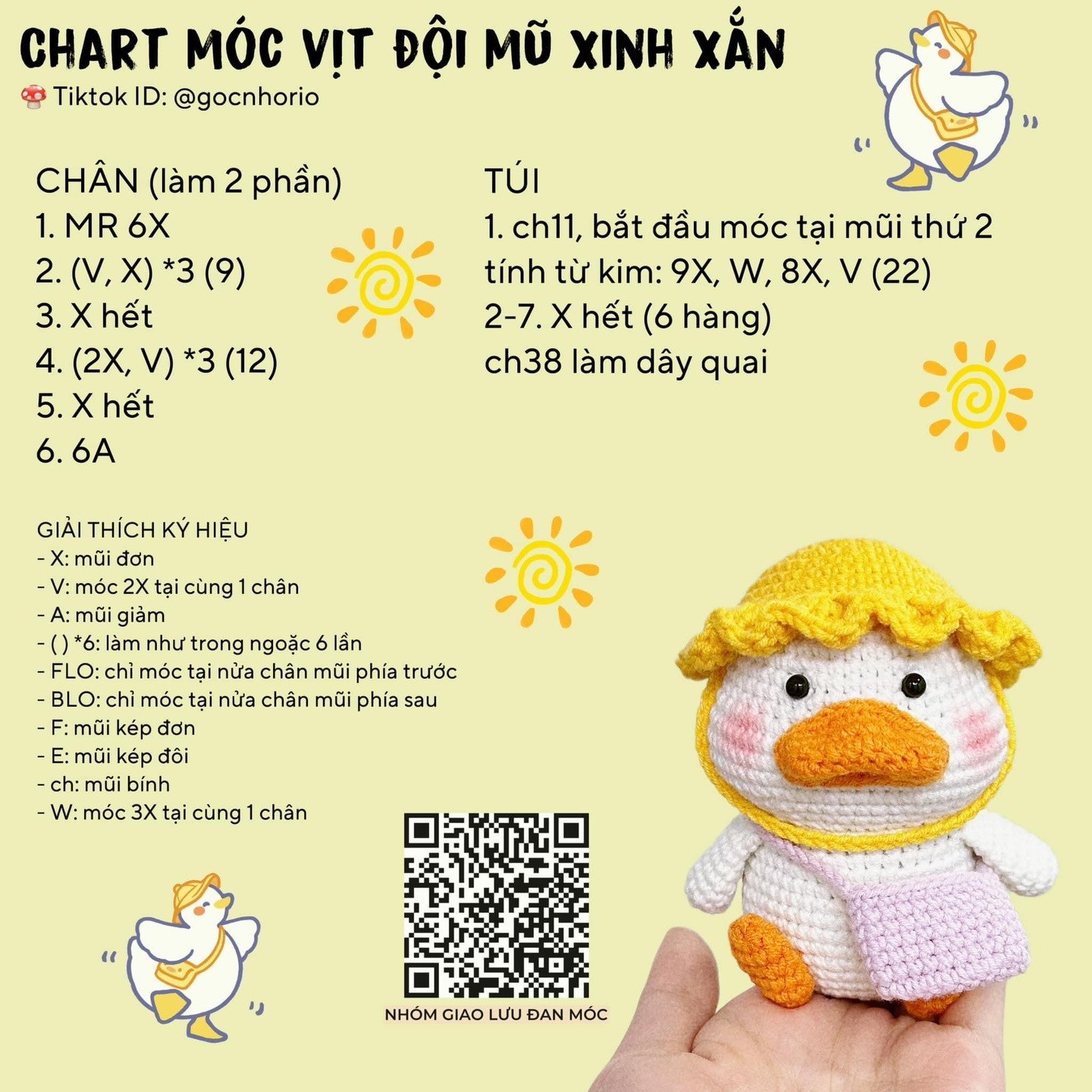 Chart móc vịt đội mũ xinh xắn