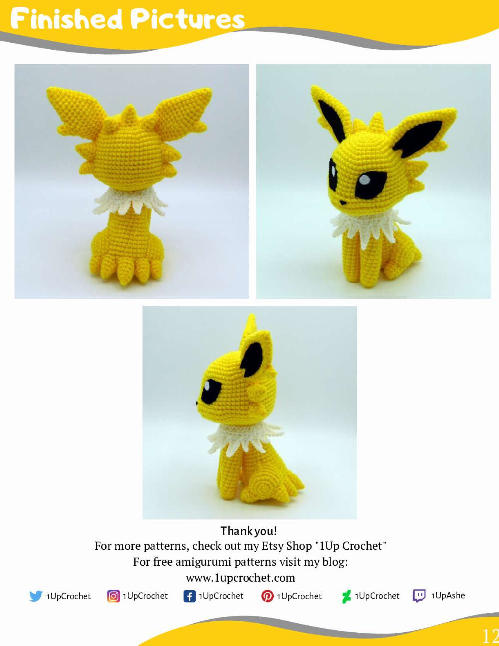 CHIBI JOLTEON AMIGURUMI PATTERN