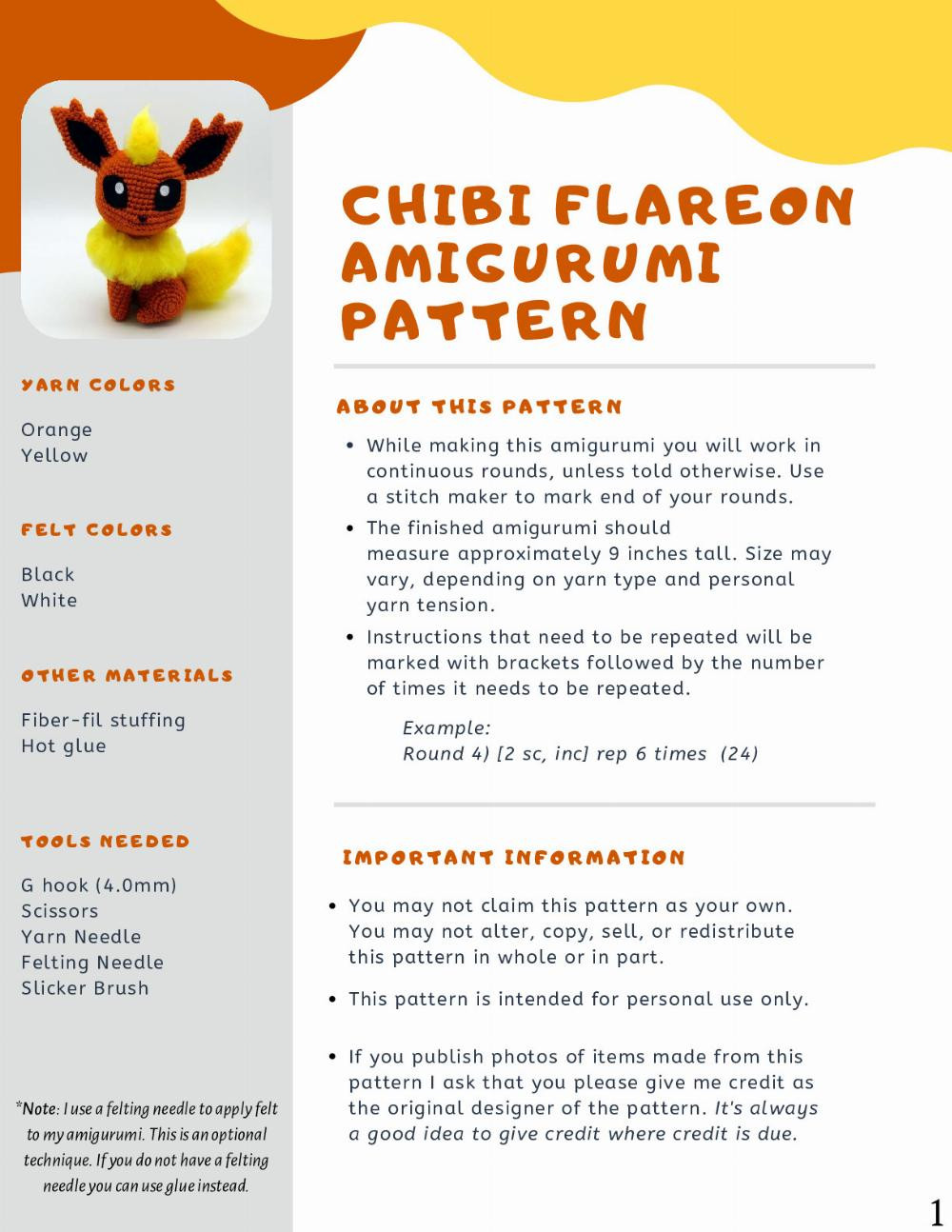 CHIBI JOLTEON AMIGURUMI PATTERN