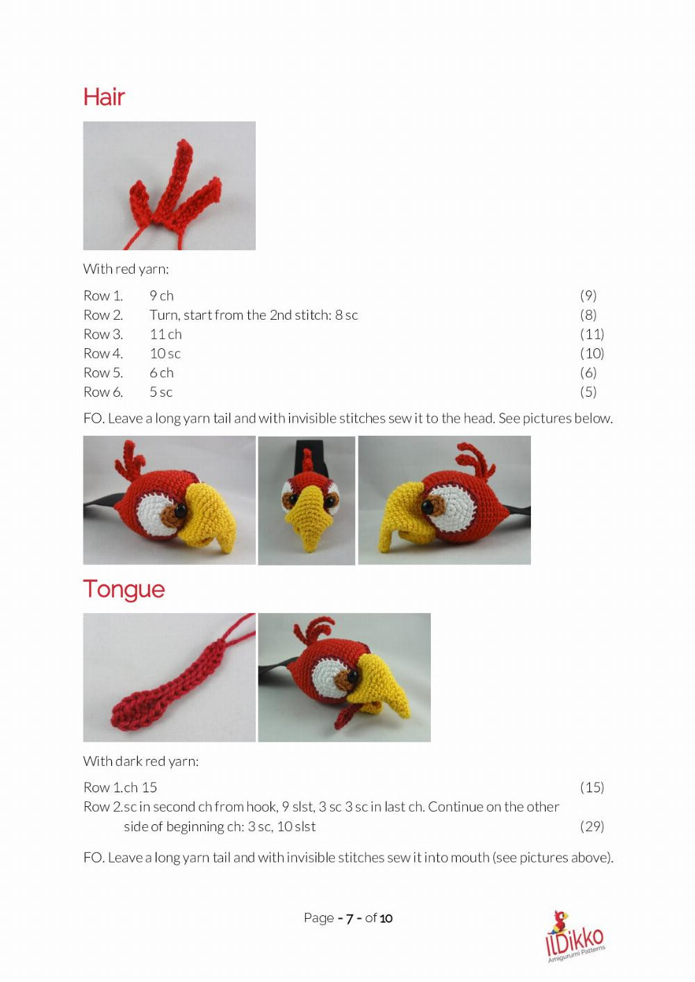Chili the Parrot Bookmark crochet pattern