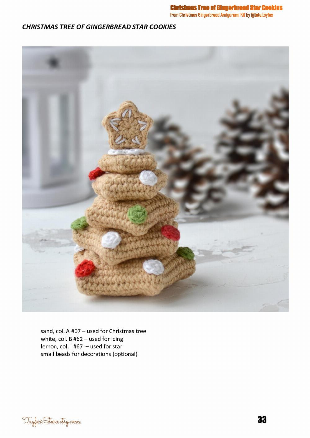 Christmas Deer sleeping on Snowflake Pillow in Christmas Gingerbread Woods crochet pattern