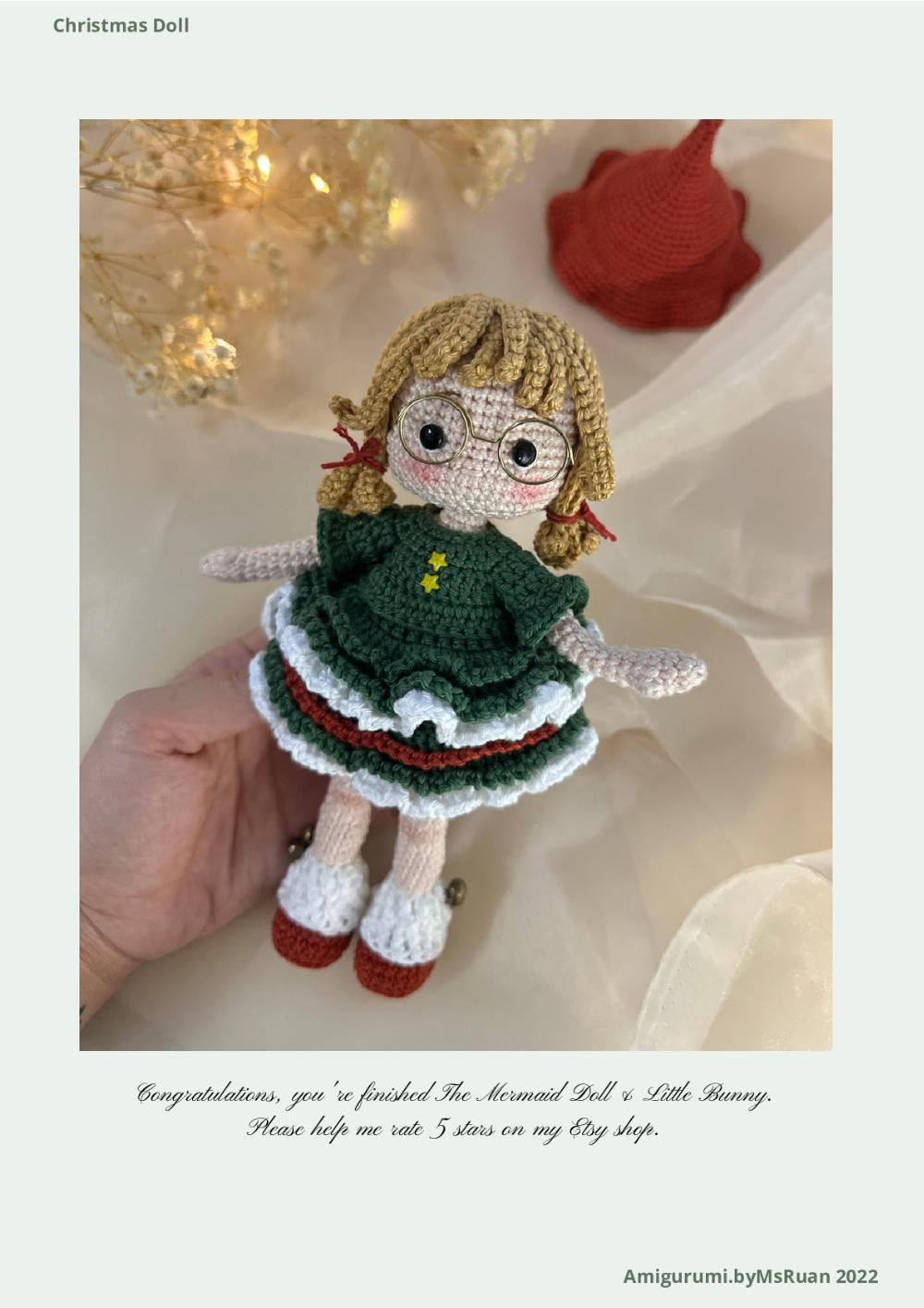 Christmas Doll witch a red hat crochet pattern